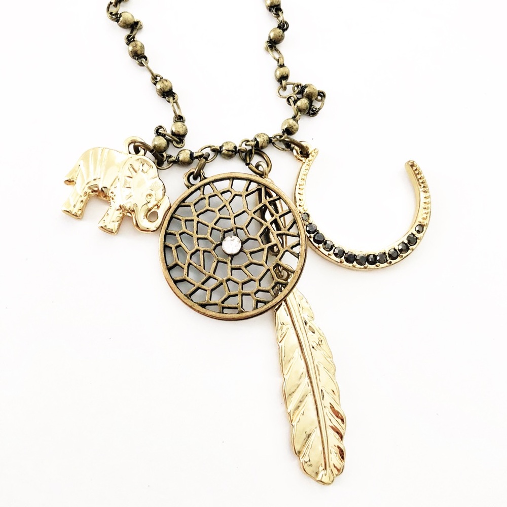 Express Gold and Silver Charm Necklace